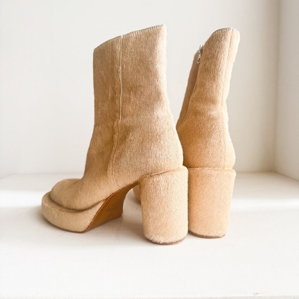 L' Intervalle Weston Cowskin Light Beige Chunky Round Toe Unique Boots 40 - Picture 5 of 9